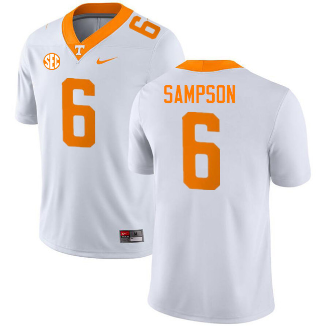 Dylan Sampson Tennessee Jersey,Tennessee Volunteers #6 Dylan Sampson College Jersey,Uniforms-White